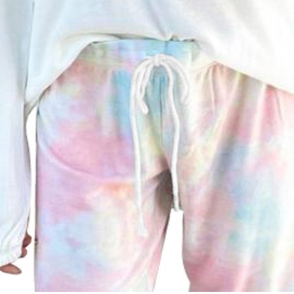 Drawstring Tie Dye Jogger. Multi Pastel - Picture 2 of 3